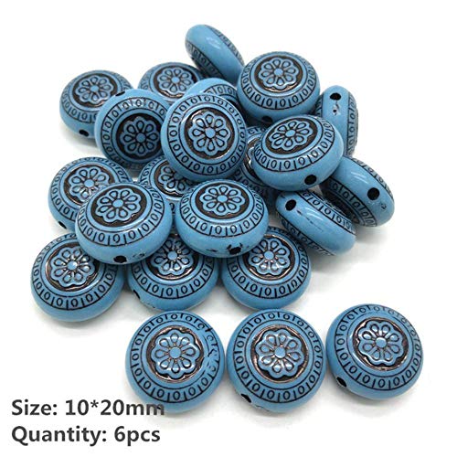 Hojas redondas azules Gotas de agua en forma de corazón Cuentas de acrílico de la vendimia para la fabricación de joyas DIY Pulsera Collar Accesorios, 11