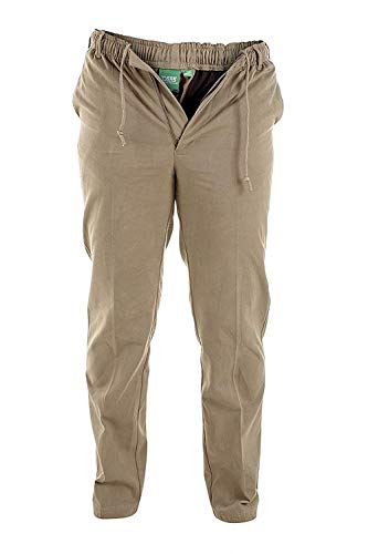 Hombre Duke D555 Tamaño King Grande Alto Basilio Con Botones Pantalones De Rugby Chinos - Piedra, Talla - Cintura 56 (142cm) - Largo