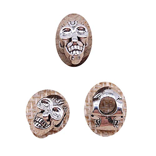 honggui1111-10pcs 12x9x7mm Cráneo Europeo Espaciador Abalorios Cráneos Encantos de Calavera de Doble Cara para Fabricación de Joyas (Color Plata Antigua)