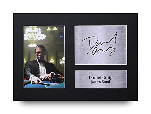 HWC Trading Daniel Craig A4 Sin Marco Regalo De Visualización De Fotos De Impresión De Imagen Impresa Autógrafo Firmado por James Bond 007 Los Aficionados Al Cine