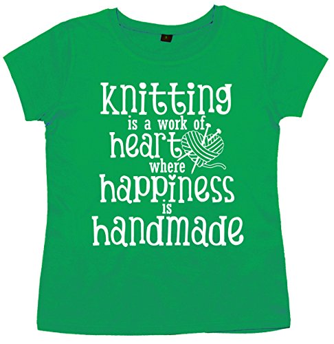 IIE, Knitting is a Work of Heart, Happiness is Handmade - Camiseta para mujer Verde verde 44