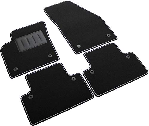 Il Tappeto Auto SPRINT04801 - Alfombrilla Negra para Coche, Antideslizante, con Borde Bicolor, embellecedor de Goma Reforzado, S40 II 2004> V50 2004> C30 2006>