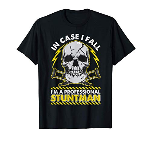 In Case I Fall I'm a Professional Stuntman Cool Retro Skull Camiseta