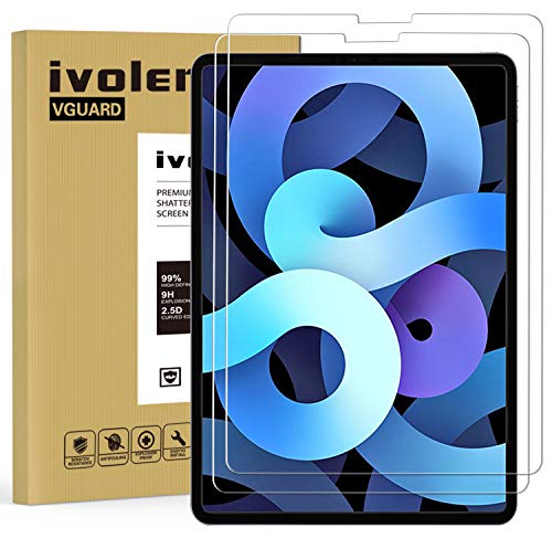 ivoler 2 Unidades Protector de Pantalla para iPad Air 4 10,9 Pulgadas, iPad Pro 11 Pulgadas (2020 y 2018 Modelo), Cristal Vidrio Templado Premium, 9H Dureza, Antiarañazos, Sin Burbujas