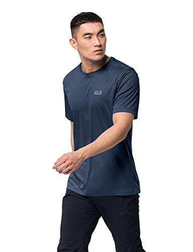 Jack Wolfskin 1807071 Tech T M Camiseta de Secado Rápido para Hombre, Azul Oscuro, L