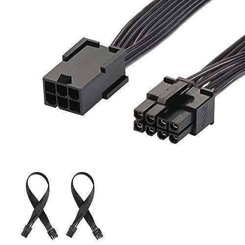 J&D Pack de 2 PCIe 6 Pin a PCIe 8 Pin Adaptador de Alimentación, PCI Express 6 Pin to 8 Pin Adapter Power Cable - 30cm