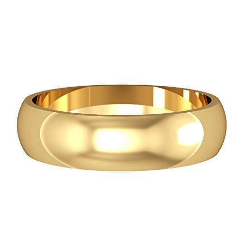 Jewelco Europa Oro Amarillo 9k D-Forma Domo-Semi anillo bodas 5mm