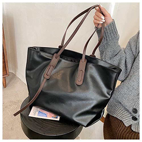 jinda Bolso Tot De Gran Capacidad Para Niñas Cien Bolso De Un Hombro De La Moda De Las Mujeres Largo 42cm de ancho 16cm de alto 27cm Negro