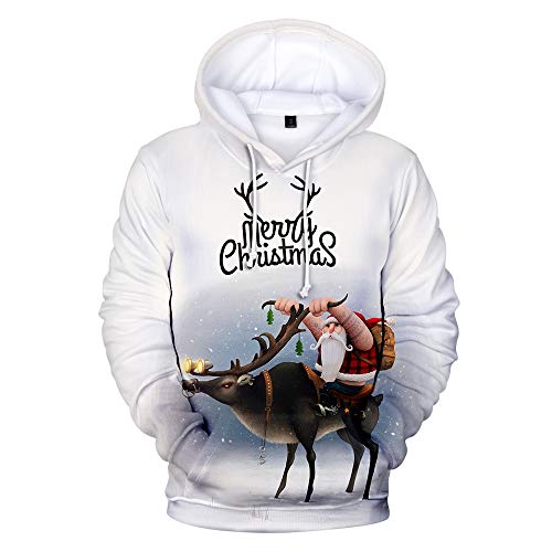 JlLianT Hombre Sudaderas con Capucha Divertida Hoodie con Mangas Largas Unisex Streetwear Sudadera Deportiva con Cordón Navidad