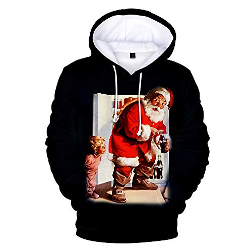 JlLianT Hombre Sudaderas con Capucha Divertida Hoodie con Mangas Largas Unisex Streetwear Sudadera Deportiva con Cordón Navidad