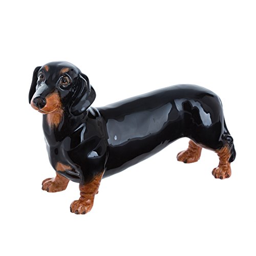 John Beswick Figura de Perro Salchicha, Color Negro y marrón