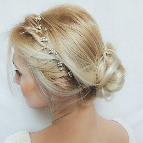 Jovono - Tocados y accesorios de cabello con cristales para novias y damas de honor (60 cm)