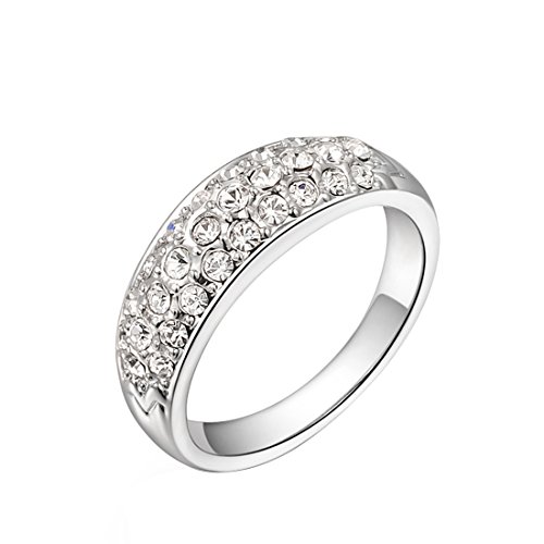 joyliveCY 2018 la Moda Mujer Elegante Platino Diamante Anillo Reino Unido tamaño Q