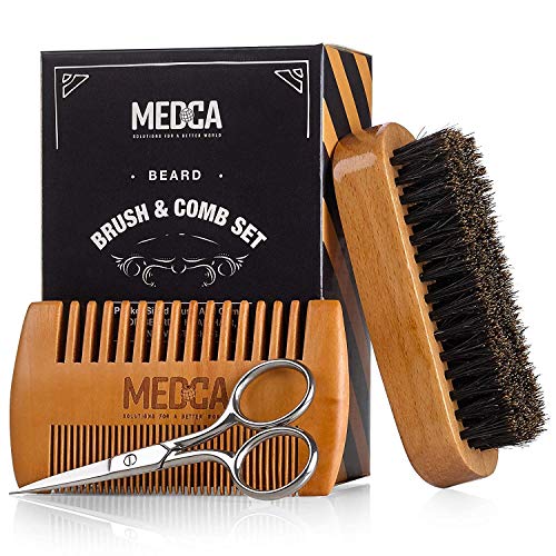 Juego de barba de madera y peine para hombres - Kit perfecto para la cabeza, barba y bigote