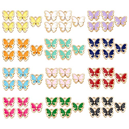 Juland KH463 - Lote de 60 colgantes con forma de mariposa esmaltada, aleación creativa con gotas de aceite, joyas, collares, pulseras, pendientes, manualidades, creación de joyas y manualidades