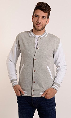 Jumar Sport - Chaqueta Baseball, Color: Gris Vigore y Blanco, Talla: XXL