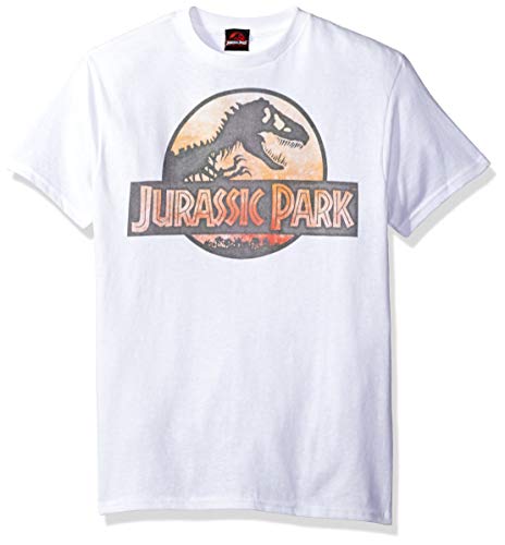 Jurassic Park Big Boys Safari Logo White Graphic tee Camisetas y Tops(Small)