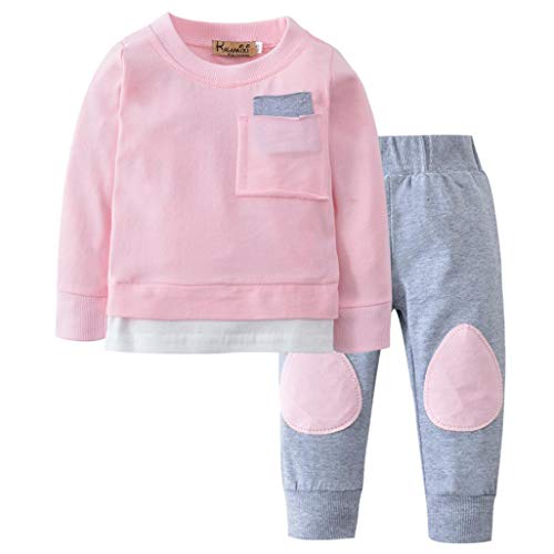 K-youth Ropa Bebe Niño Otoño Invierno 2018 Ofertas Infantil Pijama Recien Nacido Bebé Niña Sudaderas Manga Larga Camisetas Blusas + Pantalones Largos Conjuntos De Ropa(Rosa, 0-3 Meses)