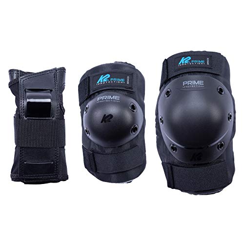 K2 Skates Prime Pad W - Muñequeras para mujer, color negro y azul, XL (rodillas: A: 45-49 cm, B: 39-42 cm, Elbow: A: 30-33 cm, B: 29-32 cm, muñeca: A: 24-26 cm, ancho: 21-23 cm)