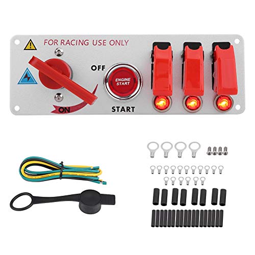 KIMISS Panel del Interruptors de encendido del coche de carreras con LED pulsador para el coche de Carreras profesional