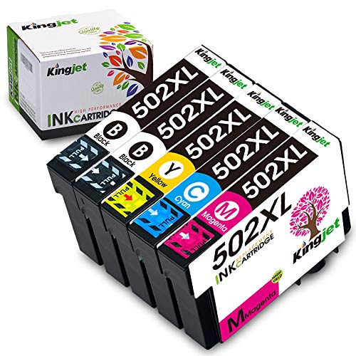 Kingjet Compatible con 502 502XL Cartuchos de Tinta reemplaz para Epson 502 XL para Epson Expression Home XP-5100 XP-5105 Workforce WF-2860DWF WF-2865DWF Paquete de 5 (2 Negro,Cian,Magenta,Amarillo)