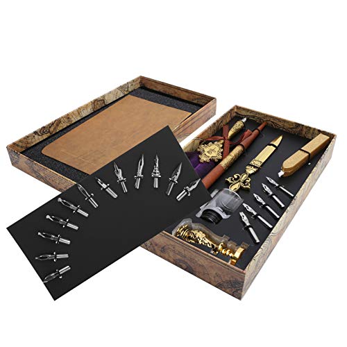 KUIDAMOS Kit de inmersión de Pluma de Dibujo, con abrecartas Dorado, Pluma de Pluma,(SP248014R Purple)