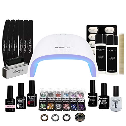 Lámpara Led Secador de Uñas UV 48W - Kit Gel de Uñas Set Manicura Uñas Semipermanentes- Kit Edition Deluxe - Cruelty free, Meanail Paris