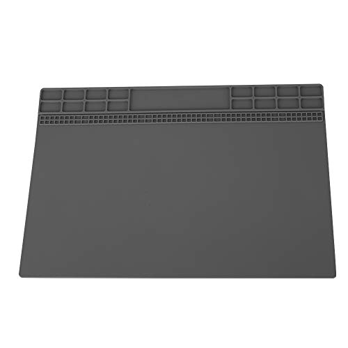 Lazmin Alfombrilla de Silicona para soldar, Reparación de Aislamiento térmico Plataforma de Mantenimiento para el Servicio de reparación del teléfono Soldadura térmica magnética 350MM * 250MM(Gris)