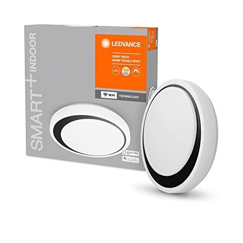 LEDVANCE Aplique y plafón LED inteligente para uso en interiores con tecnología WiFi, color de luz cambiante (3000K-6500K), negro, 480mm, compatible con Google y Alexa Voice Control, SMART+ WIFI ORBIS