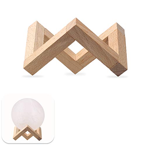 Leepesx Soporte de madera Soporte de lámpara de luna Soporte de madera desmontable para impresión 3D Lámpara de luna Luz de noche en forma de bola, tamaño grande