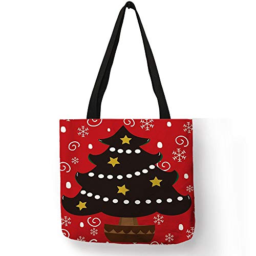 LINMAN LMH Rojo Blanco Festivo Bolsas de Asas Partido Decorativo Bolso Santa Árbol Impresión Bolsas de Tela de Almacenamiento de Caramelo (tamaño : 007)