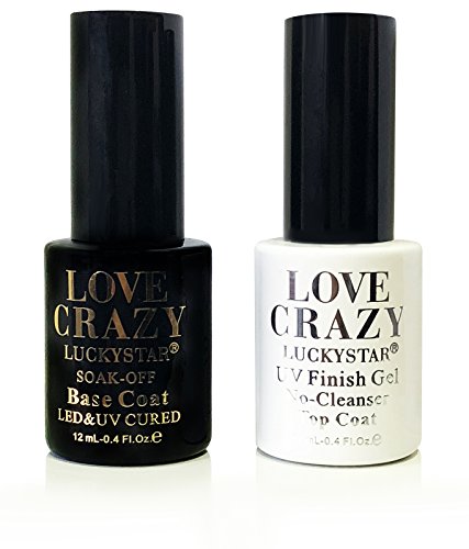 LOVECRAZY - Top Coat y Base Coat para Esmaltes de Uña en Gel Permanente y Semipermanente de Manicura y Pedicura