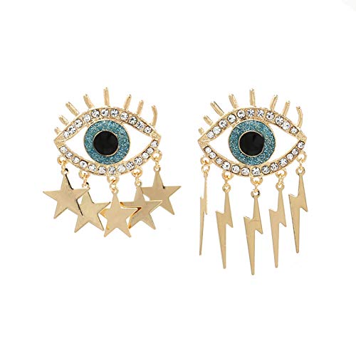 Lucky Meet Pendientes de ojo maligno de ojo azul CZ para mujeres y niñas, pendientes de boda con gota de ojo azul turco (caja de regalo)