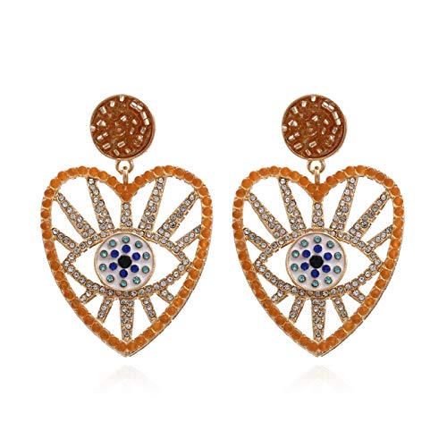 Lucky Meet Pendientes de ojo maligno de ojo azul CZ para mujeres y niñas, pendientes de boda con gota de ojo azul turco (caja de regalo)