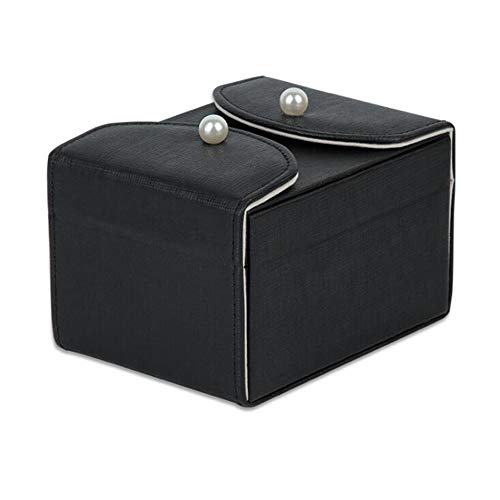 LXQLLJJD Caja de Almacenamiento de Joyas, Caja de Cuero de 2 Capas portátiles Organizador de Cuero para Pendientes de Almacenamiento, Anillos, Collares, Pulseras (Negro)