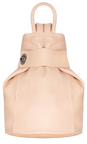 malito Damen Rucksack | Tasche in Modefarben | Echtleder Rucksack | Schultertasche - Umhängetasche R400 (rosa)