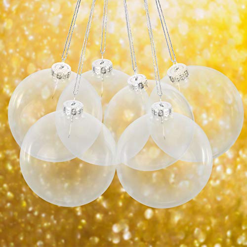 Merkisa - Juego de 6 Bolas de Navidad de Cristal Transparente rellenables para Navidad, Fiestas, cumpleaños, Bodas, decoración, Cristal, incoloro, 12 cm