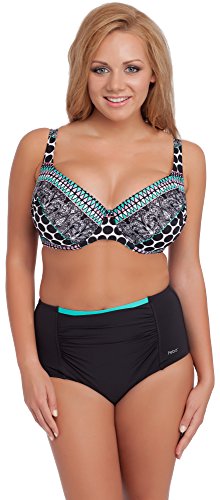 Merry Style Conjunto Bikini Sujetador y Bragas 2 Piezas Mujer EV3T1 (Negro/Turquesa, EU Top 75G/Bragas 38 (ES 90G/40))