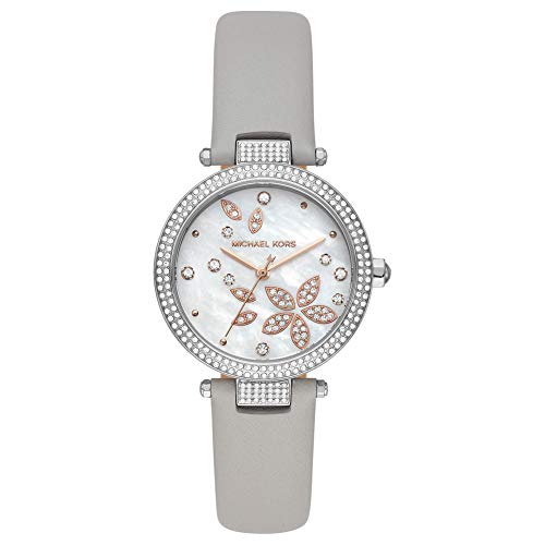 Michael Kors Parker - Reloj de Tres manecillas para Mujer con Correa de Cuero Gris - MK6807