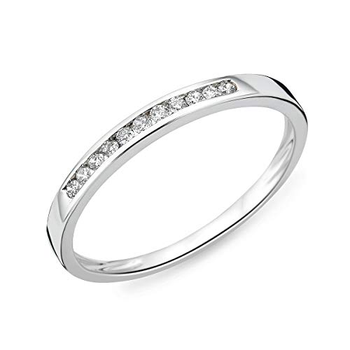 Miore - Anillo para mujer de oro 375 de 9 quilates, diamantes brillantes de 0,10 quilates, oro blanco (22)