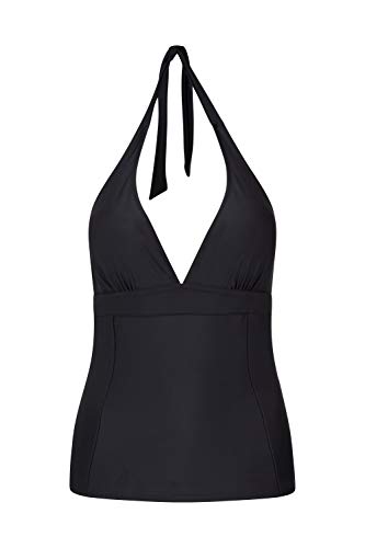 Mountain Warehouse Tankini de Las Mujeres de la noción del océano - Traje de baño de sequía rápido, Tapa del Tanque del Cuello del Halter, Tazas desprendibles Negro 50