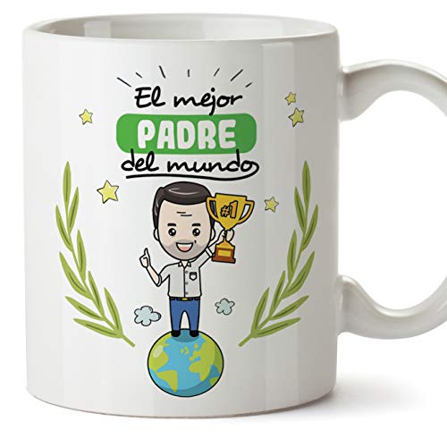 MUGFFINS Taza Papá - El Mejor Padre del Mundo - Taza Desayuno/Idea Regalo Día del Padre. Cerámica 350 mL