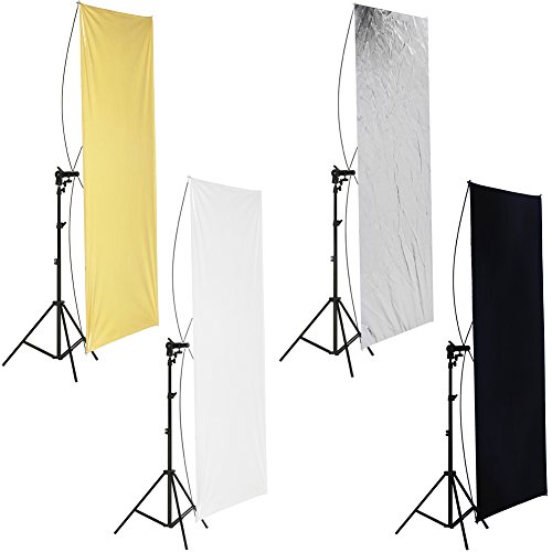 Neewer 80x150 Centímetros Reflector de Luz de Panel Plano, Oro/Plata y Negro/Blanco con Soporte de Rotación de 360 Grados y Bolso para Llevar para Disparo de Estudio Fotográfico