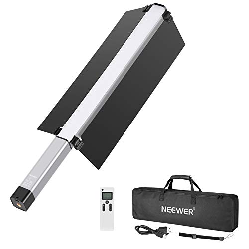 Neewer Varita de LED Luz de Video de Mano Palo para Fotografía Kit Iluminación con Barndoor/Control Remoto/Bolsa Transporte,USB Recargable/10 Niveles de Brillo/1500 Lumen/3200K-5600K