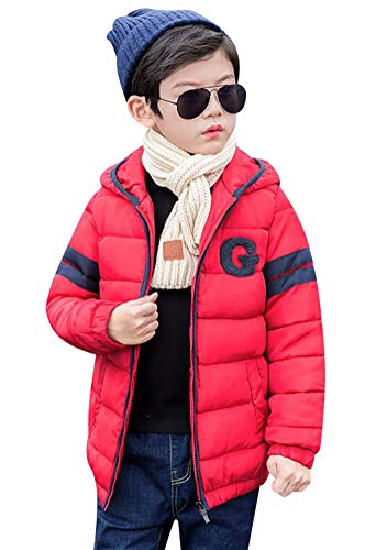 Nemopter - Chaqueta de plumas para niño con capucha y letra G rojo 8-9 Años