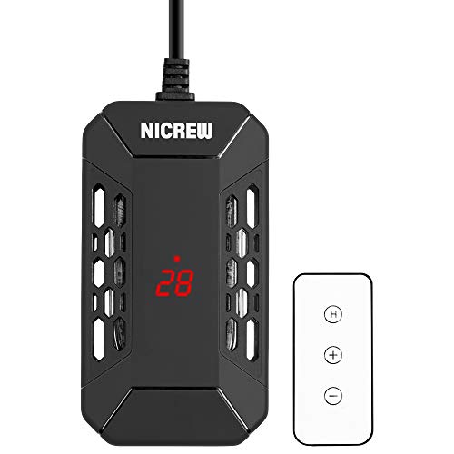 NICREW Calentador 50W Ajustable para Acuario, Calentador Sumergible para Acuario Pequeño y Tortugas, Calentador con Pantalla LED Digital para Pecera