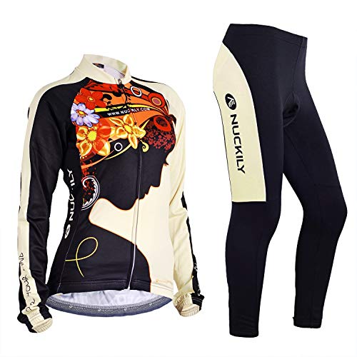 NUCKILY Women Cycling Jersey Suit Winter Custom Sportswear Thermal Cycle Pants With Bike Jersey Sets X-Large