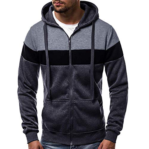 Nuevo Otoño Invierno Cosiendo Ocio Deportes Hombre Sudadera con Capucha Suelto Cómodo Bolsillo Sudaderas Tops Hombre Abrigo Outwear Cardigan Ropa Deportiva Hombre Jersey MEIbax (2XL, Negro 02)