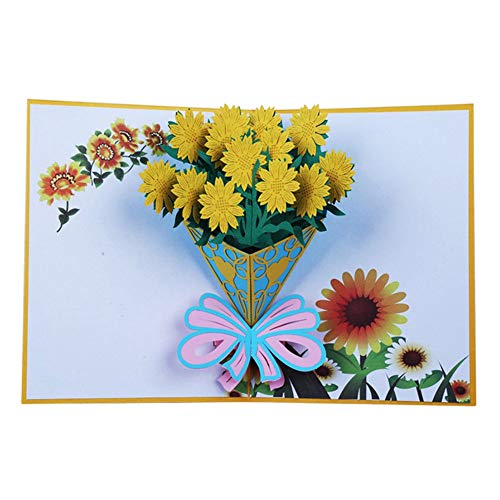 Ogquaton - Tarjeta de felicitación 3D con diseño de Flor para Acción de Gracias, cumpleaños, Navidad, San Valentín, día de San Valentín, Navidad, Girasol, Muy práctica y Popular