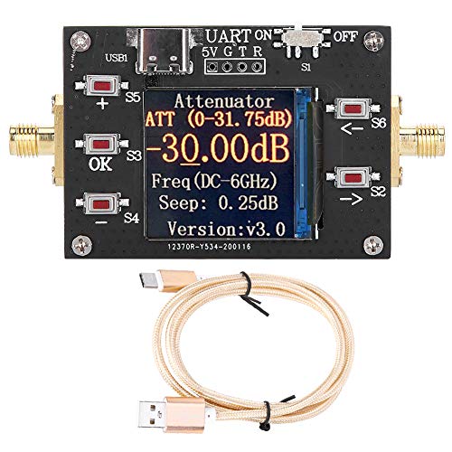 Oumefar DC-6G Módulo atenuador Digital controlado por Programa Atenuador de Pantalla TFT CNC USB TTL Comunicación en Serie Robusto 0.25DB 30DB para Equipos electrónicos